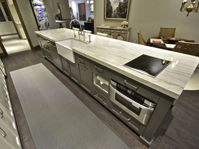 Beautiful remastered kitchen with island sink