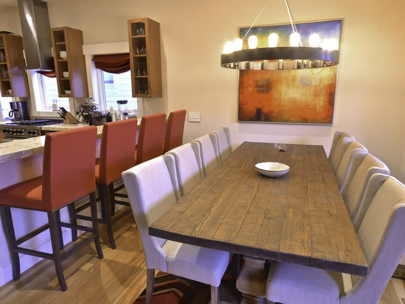 Built dining room table on new hardwood floors