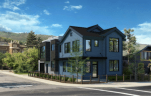 Blue two story home in the heart of the city