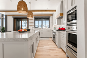 Kitchen island and new hardwood floors