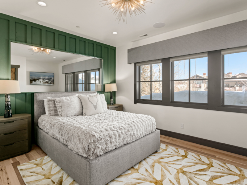 Custom bedroom instal with carpets and new bed