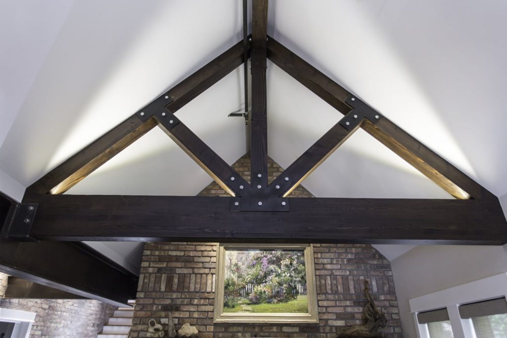 ceiling beams installed in residential home