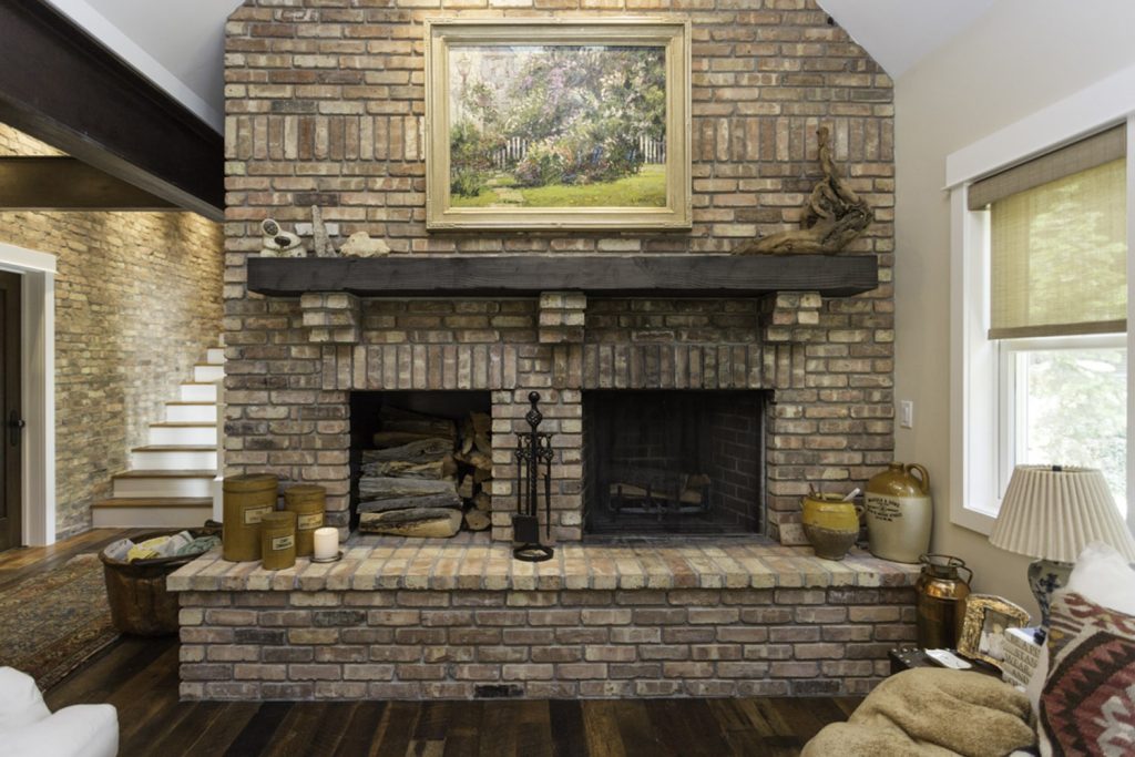 Custom stone fireplace